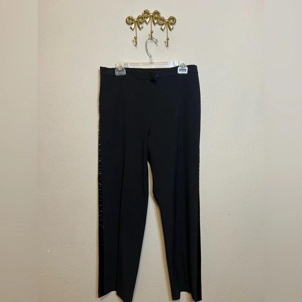 Women’s Ruby Rd. Black Tuxedo Pants with Satin Side Strip. Size 10 - Picture 1 of 5